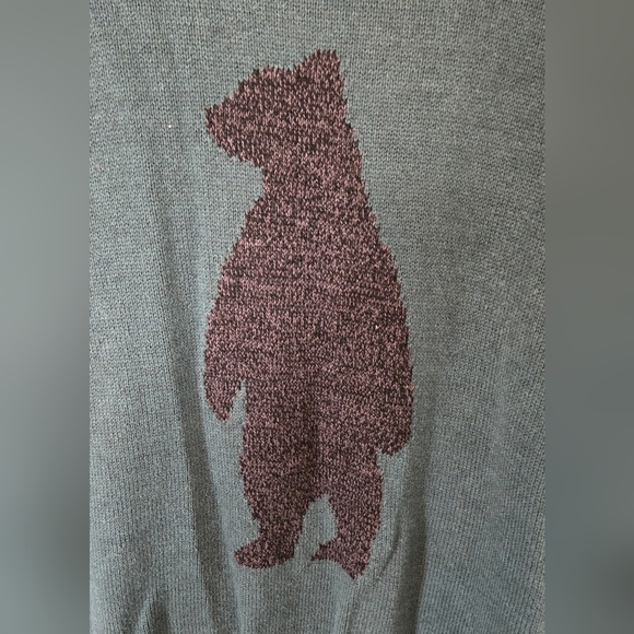 Urban Pipeline Crew Neck Sweater Green Black Bear Knit Long Sleeve Size Large - Picture 3 of 6